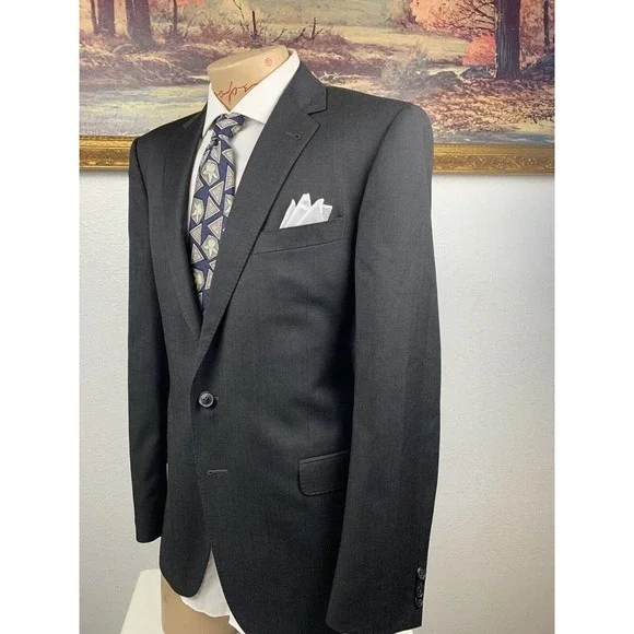42L Joseph‎ Abboud Tollegro 1900 Sharkskin Blazer - Picture 3 of 12